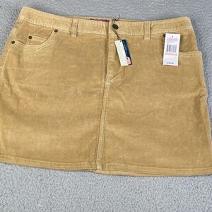 Vineyard Vines Corduroy Skirt 12 Beige Khaki Sand 5 Pocket Zip Fly Stretch